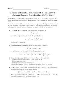 Applied Differential Equations 2250-1 and 2250-3 Name Section