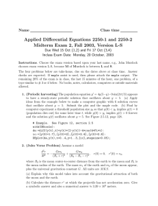 Applied Differential Equations 2250-1 and 2250-2 Name Class time