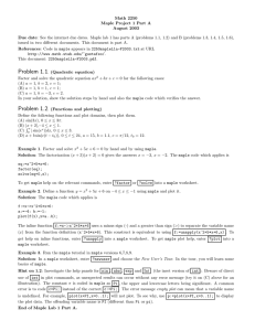 Math 2250 Maple Project 1 Part A August 2003