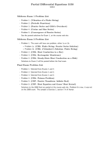 Partial Differential Equations 3150 Midterm Exam 1 Problem List