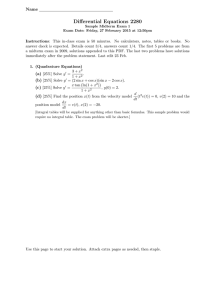 Diﬀerential Equations 2280 Name