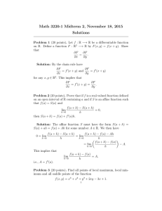 Math 3220-1 Midterm 2, November 18, 2015 Solutions