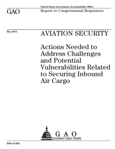 GAO AVIATION SECURITY Actions Needed to Address Challenges