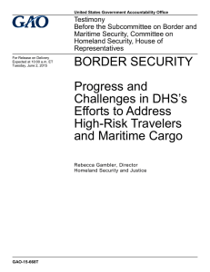 Testimony Before the Subcommittee on Border and Maritime Security, Committee on