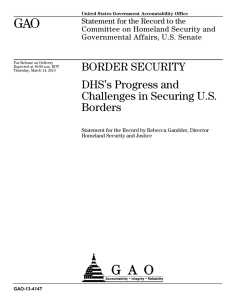 GAO  BORDER SECURITY DHS’s Progress and