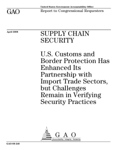 GAO SUPPLY CHAIN SECURITY U.S. Customs and