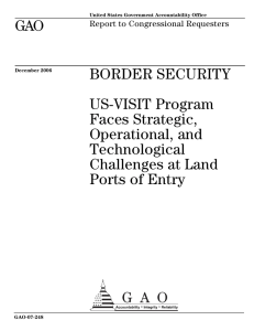 GAO BORDER SECURITY US-VISIT Program Faces Strategic,