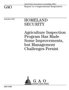 GAO HOMELAND SECURITY Agriculture Inspection