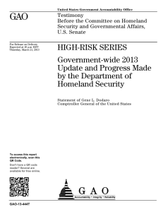 GAO  HIGH-RISK SERIES Government-wide 2013