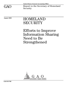 GAO HOMELAND SECURITY Efforts to Improve