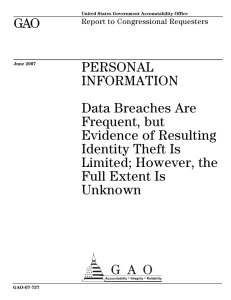 GAO PERSONAL INFORMATION Data Breaches Are