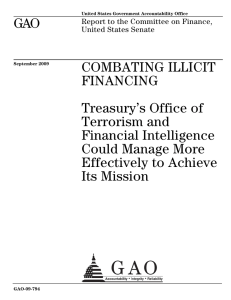 GAO COMBATING ILLICIT FINANCING Treasury’s Office of