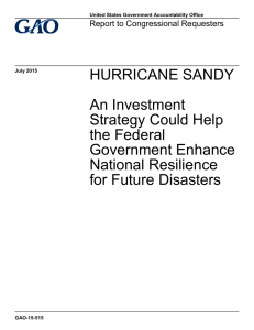HURRICANE SANDY An Investment Strategy Could Help the Federal