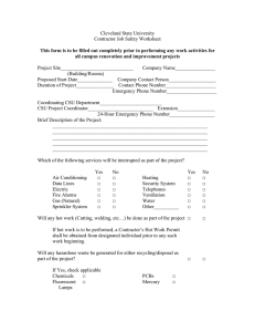 Cleveland State University Contractor Job Safety Worksheet