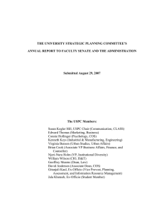 THE UNIVERSITY STRATEGIC PLANNING COMMITTEE’S Submitted August 29, 2007