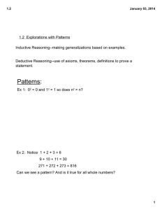 1.2  Explorations with Patterns Inductive Reasoning--making generalizations based on examples.