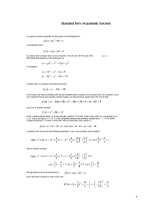 Standard form of quadratic function