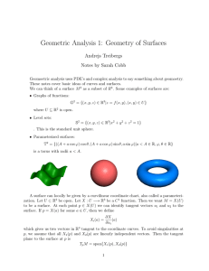 Geometric Analysis 1: Geometry of Surfaces Andrejs Treibergs Notes by Sarah Cobb