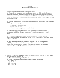 Math4020 Another Probability Worksheet or four different coins, like a nickel,