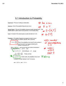 9.1 Introduction to Probability 9.1 November 19, 2013 1