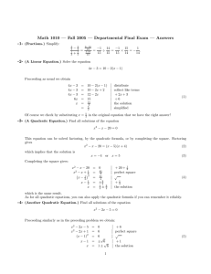 Math 1010 — Fall 2005 — Departmental Final Exam —... -1- -2-