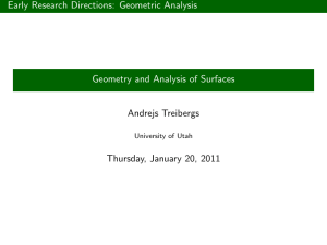 Early Research Directions: Geometric Analysis Geometry and Analysis of Surfaces Andrejs Treibergs
