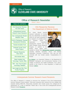 Office of Research Newsletter CSU Researcher Receives Two