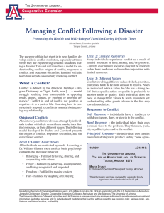 Managing Conﬂict Following a Disaster Cooperative Extension Level 2: Limited Resources