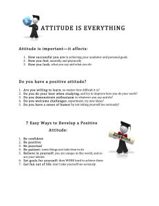   ATTITUDE  IS  EVERYTHING   Attitude  is  important—it  affects:  