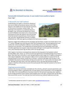 Sustainable dryland tourism: A case study from southern Spain  A thousand­year­old tradition  Aspen Edge  