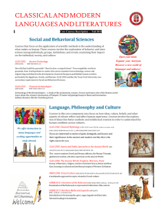 CLASSICAL AND MODERN LANGUAGES AND LITERATURES  Social and Behavioral Sciences