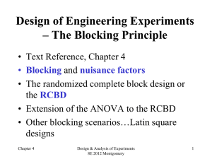 Design of Engineering Experiments – The Blocking Principle