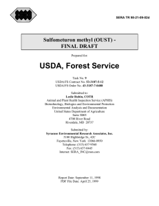 USDA, Forest Service Sulfometuron methyl (OUST) - FINAL DRAFT