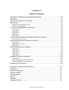 Volume II Table of Contents