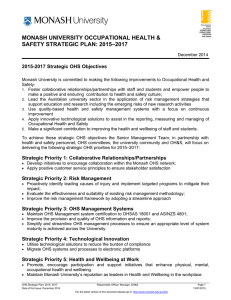 MONASH UNIVERSITY OCCUPATIONAL HEALTH &amp; SAFETY STRATEGIC PLAN: 2015–2017