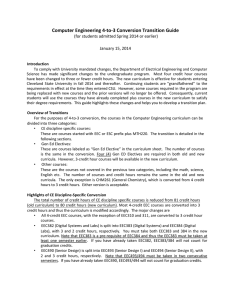 Computer Engineering 4‐to‐3 Conversion Transition Guide   (for students admitted Spring 2014 or earlier)     January 15, 2014  