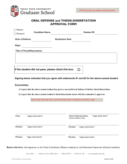Thesis and dissertation approval form