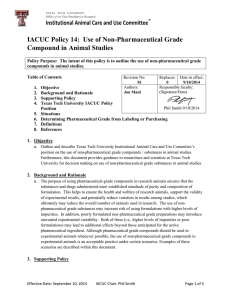 IACUC Policy 14:  Use of Non-Pharmaceutical Grade