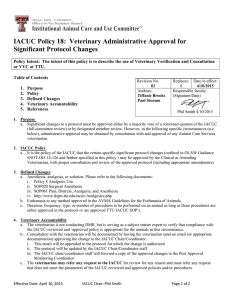 IACUC Policy 18:  Veterinary Administrative Approval for Significant Protocol Changes