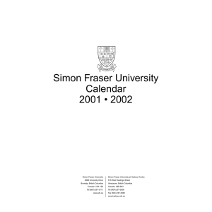 Simon Fraser University Calendar 2001 • 2002