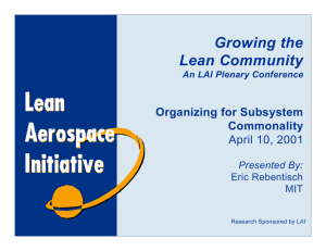 Growing the Lean Community Organizing for Subsystem Commonality