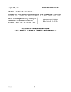 ALJ/DMG/rs6 Decision 13-02-015  February 13, 2013 Order Instituting Rulemaking to Integrate