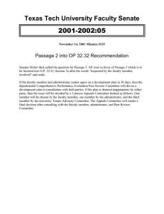 2001-2002:05 Texas Tech University Faculty Senate Passage 2 into OP 32.32 Recommendation