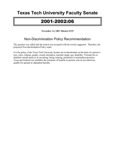 2001-2002:06 Texas Tech University Faculty Senate Non-Discrimination Policy Recommendation