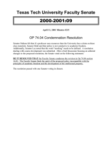 2000-2001:09 Texas Tech University Faculty Senate OP 74.04 Condemnation Resolution