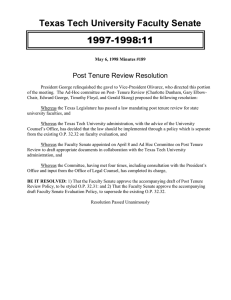 Texas Tech University Faculty Senate 1997-1998:11 Post Tenure Review Resolution