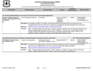 Schedule of Proposed Action (SOPA) 01/01/2015 to 03/31/2015 Cleveland National Forest
