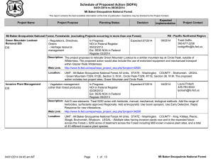 Schedule of Proposed Action (SOPA) 04/01/2014 to 06/30/2014 Mt Baker-Snoqualmie National Forest
