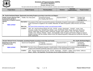 Schedule of Proposed Action (SOPA) 07/01/2014 to 09/30/2014 Olympic National Forest
