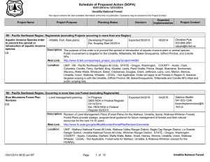 Schedule of Proposed Action (SOPA) 10/01/2014 to 12/31/2014 Umatilla National Forest